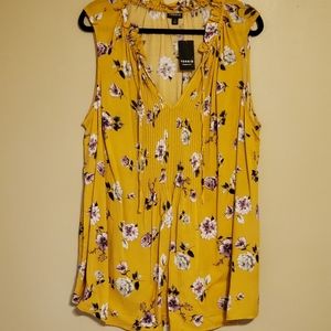 Floral Challis Pintuck Tank